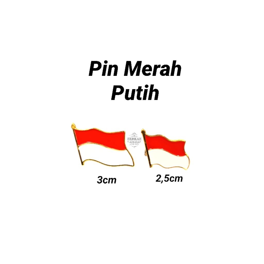 PIN MERAH PUTIH PREMIUM PIN BENDERA INDONESIA - BAHAN KUNINGAN SEPUH EMAS