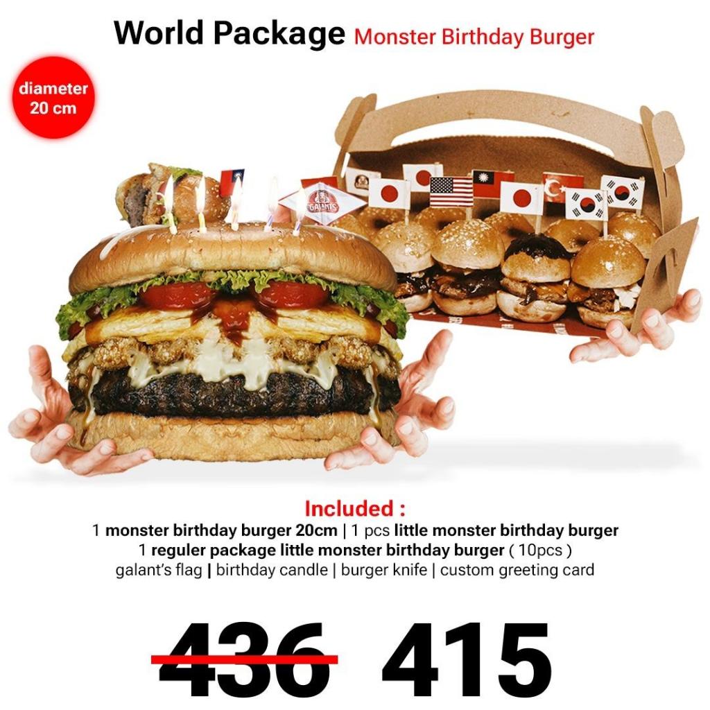 World  Monster Birthday Burger 20cm (Birthday Cake Aesthetic)