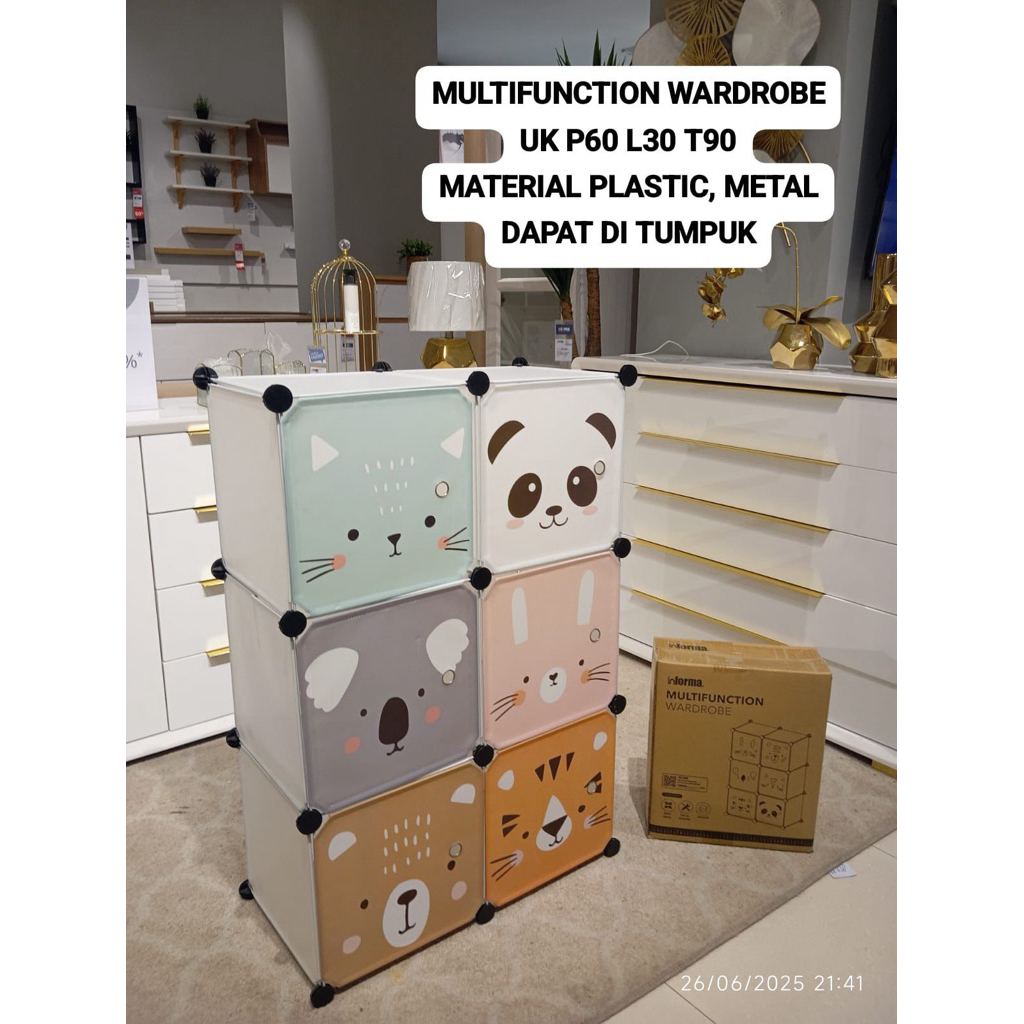 Informa lemari pakaian plastik multifungsi animals series mltfncl plastic wardrobe