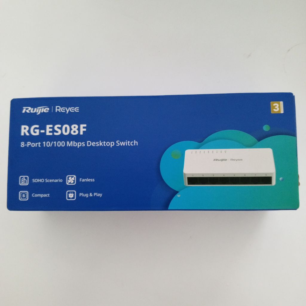 Switch/Hub Ruijie Reyee RG-ES08F 8 Port 10/100Mbps Desktop Switch, Switch Hub CCTV Anti Lag & Stabil