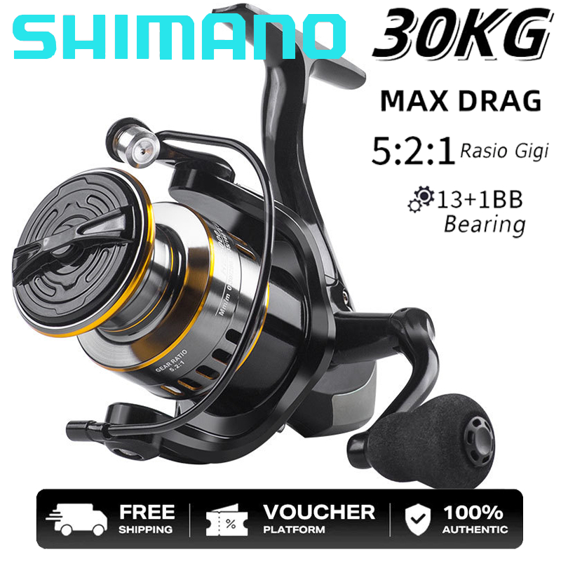 SHIMANO REEL PANCING REEL SPINNING SALTWATER TITANIUM 13+1 BB MAX DRAG 30KG alat pancing