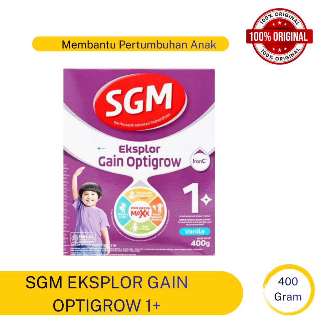 SGM Eksplor Gain Optigrow 1+ Vanilla 400g Susu Formula Anak