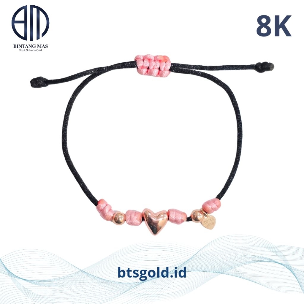 Gelang Emas Charm Love Tali | 8K