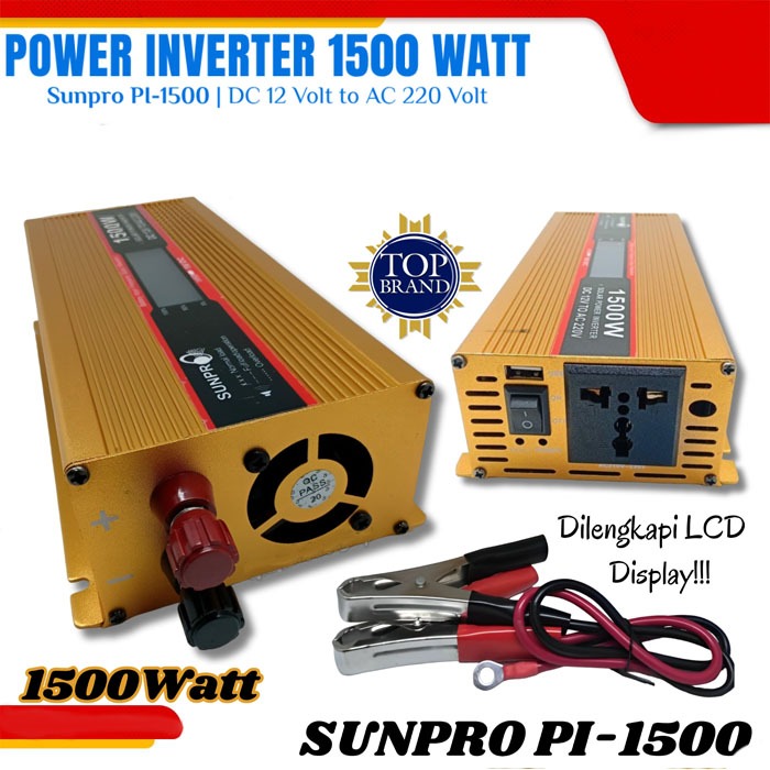 Power Inverter Led Sunpro PI-1500 | Inverter DC ke AC 1500W Merk Sunpro Power Inverter PI1500