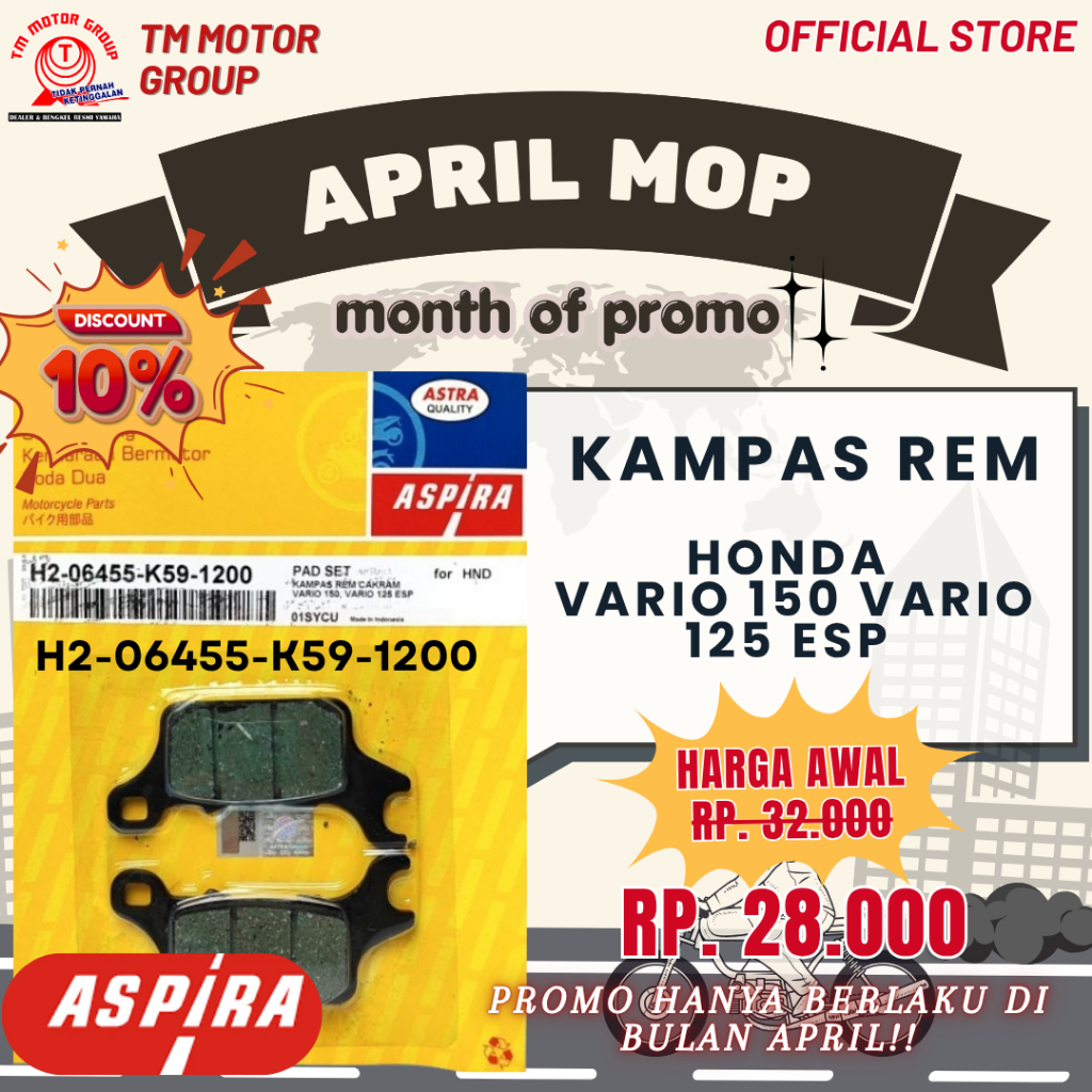 KAMPAS REM CAKRAM HONDA VARIO 150,VARIO 125 ESP ORIGINAL ASPIRA
