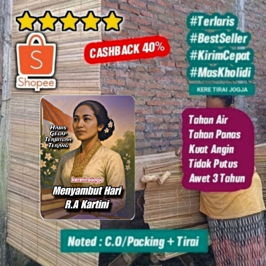 Kere Tirai Gulung, Kerey Tirai, Kerey Tirai Gulung, Kerey Tirai Outdoor, Kerajinan Kerey Tirai, Kere