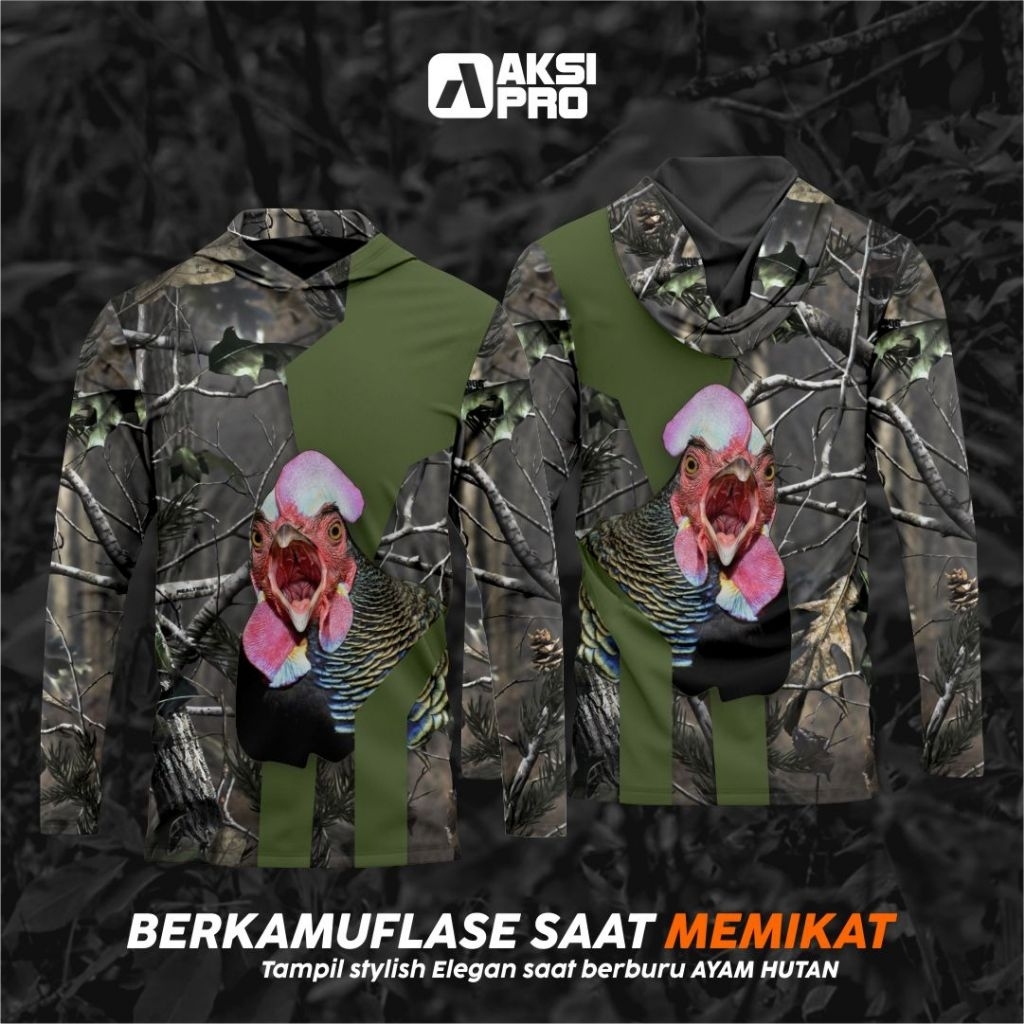 BAJU CAMO PIKAT AYAM HUTAN bisa tambah logo & Nama komunitas