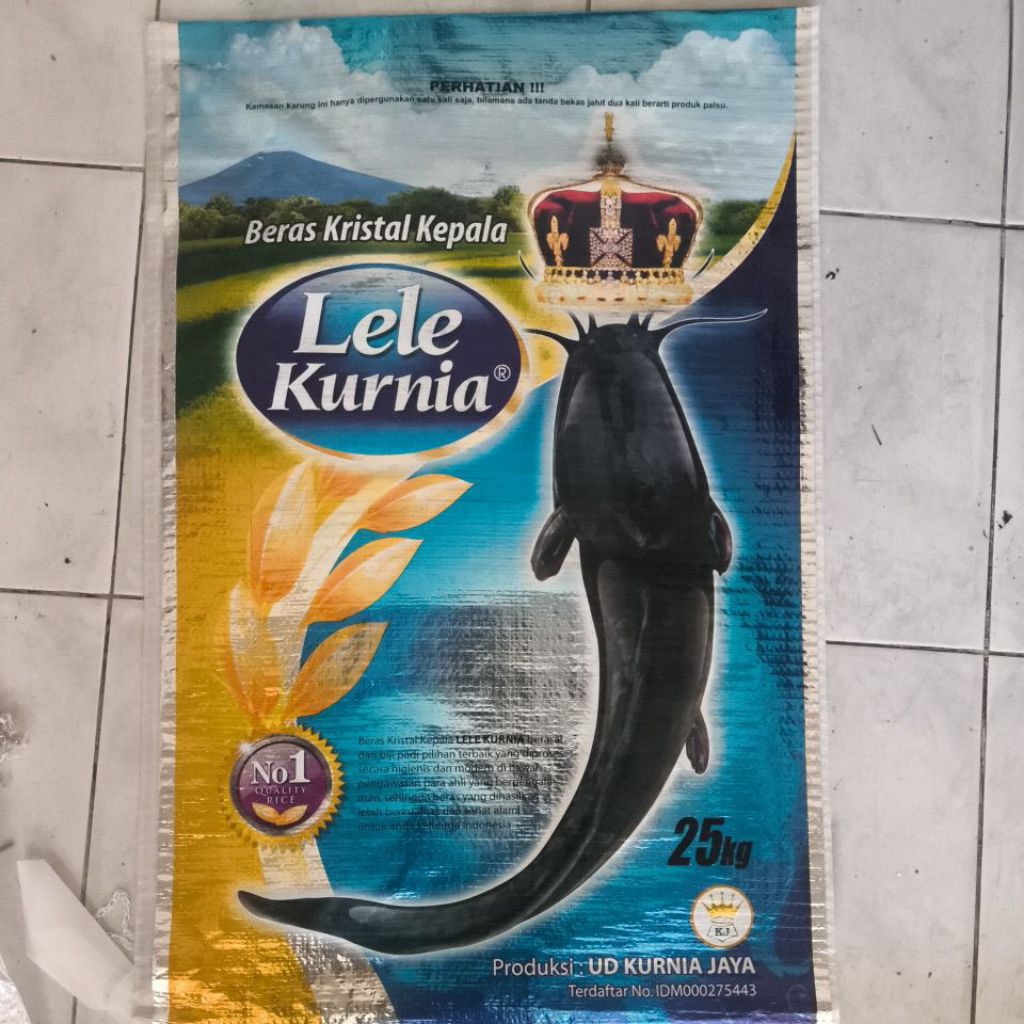 karung beras laminasi 25 KG ( cap lele kurnia )