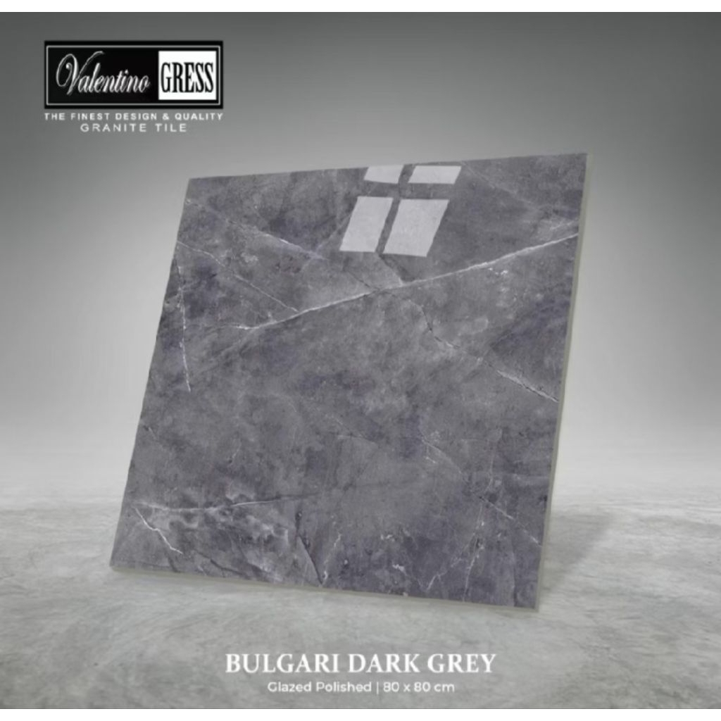 GRANIT 80×80 VALENTINO GRESS BULGARI DARK GREY | GLAZED POLISH