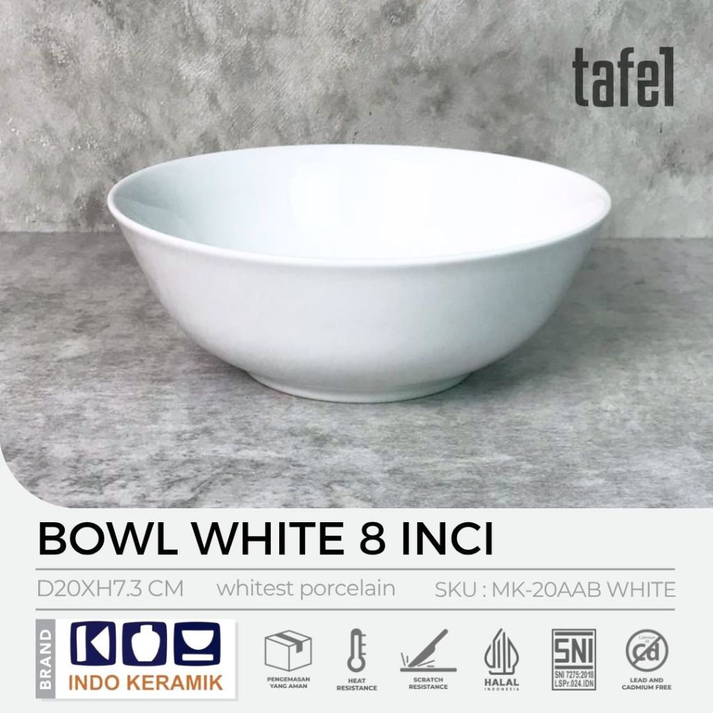 INDO KERAMIK Mangkok Putih HORECA 20 cm