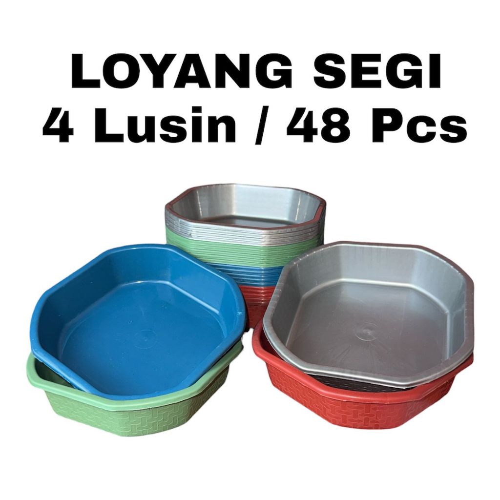 4 Lusin / 48 Pcs Loyang Segi Corak Motif Bambu Aesthetic Bokor Banten Sodan Loyang Bali Loyang Sajen