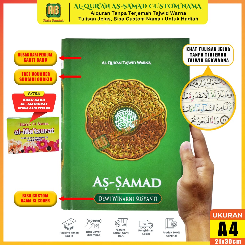 Alquran Besar Tajwid Warna - Alquran Assamad A4 - Alquran Samad A4 Tajwid Warna Tanpa Terjemahan