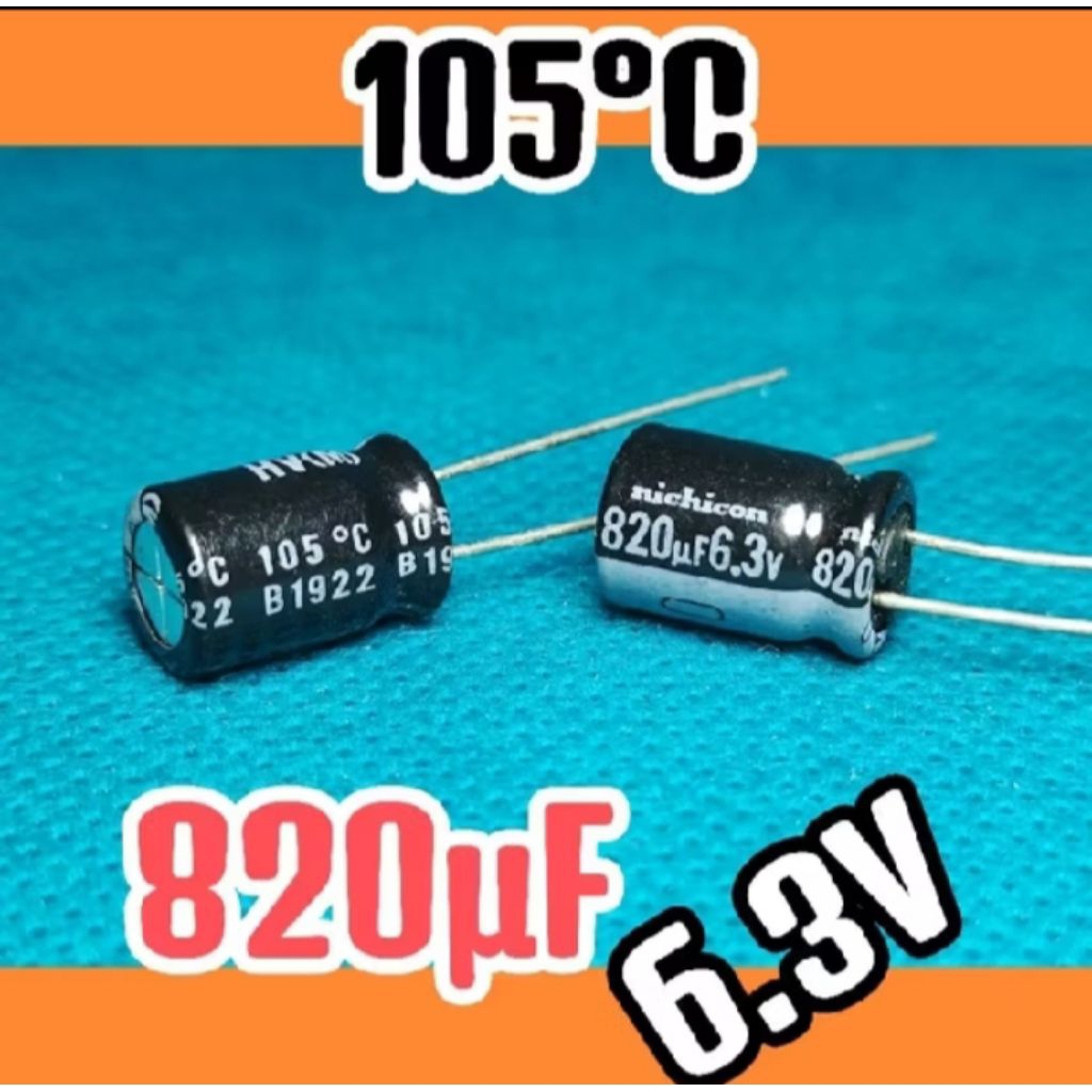 5 Pcs Kapasitor Elco 820uf 6.3uf Capasitor Elko 6.3v 820uf
