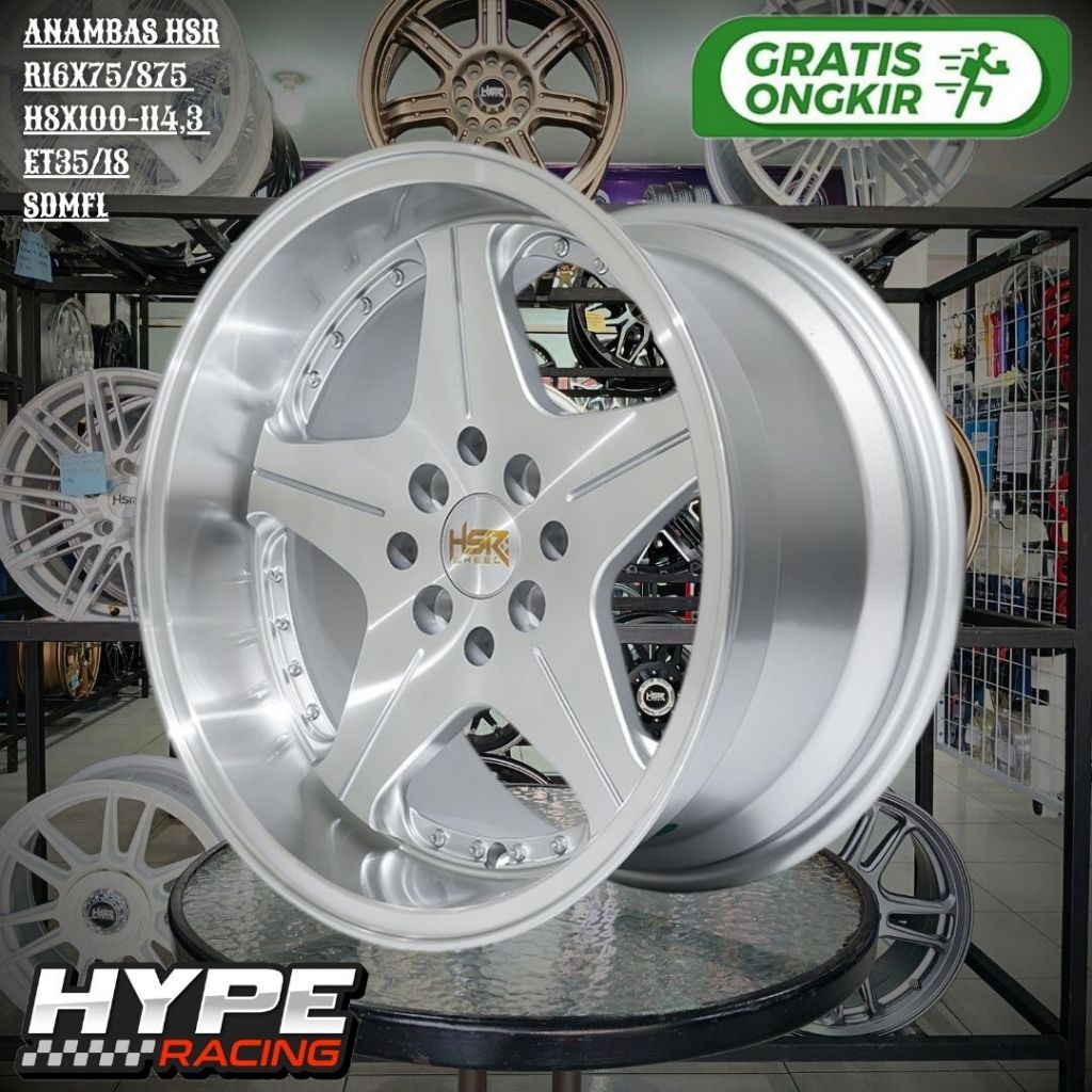 Velg CELONG Ring 16 HSR ANAMBAS R16 LEBAR 7,5/8,75 Silver Cocok buat BALENO , YARIS , AVANZA , VIOS