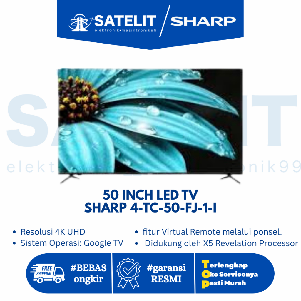 TV LED SHARP 50 INCH 4T-C50FJ1I 4K UHD GOOGLE SMART TV ORIGINAL