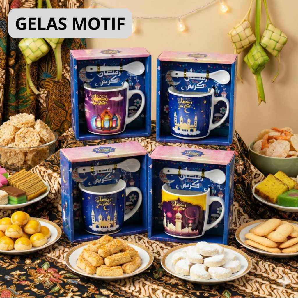 Set Hampers Gelas Lebaran / Hampers Lebaran / Mug Lebaran Gelas Ied Mubarak /Mug Hampers Idul Fitri