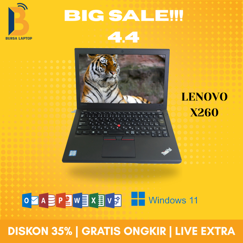 Laptop Lenovo Thinkpad X260 Core I3 I5 I7 Gen 6 Ram 8gb Ssd 256gb Murah Bergaransi - I7 GEN 6 8/256