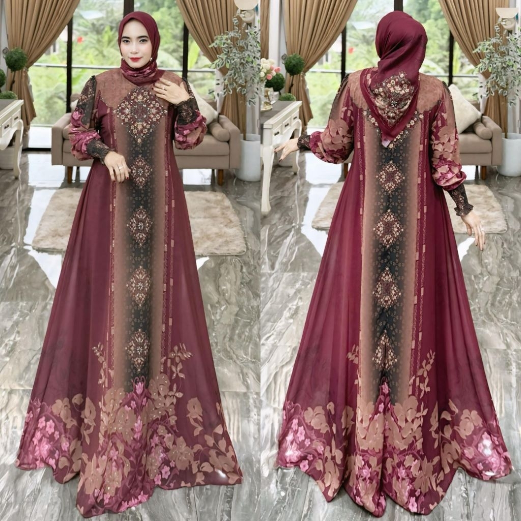 Gamis Syari Mufidah Series By Mariani Fashion Ori || Gamis Set Scraft Premium || Gamis Syari Mewah