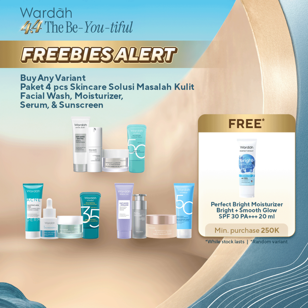 WARDAH Paket 4 pcs Skincare Solusi Masalah Kulit - Brightening Glow, Repair Barrier, Anti Wrinkle, F