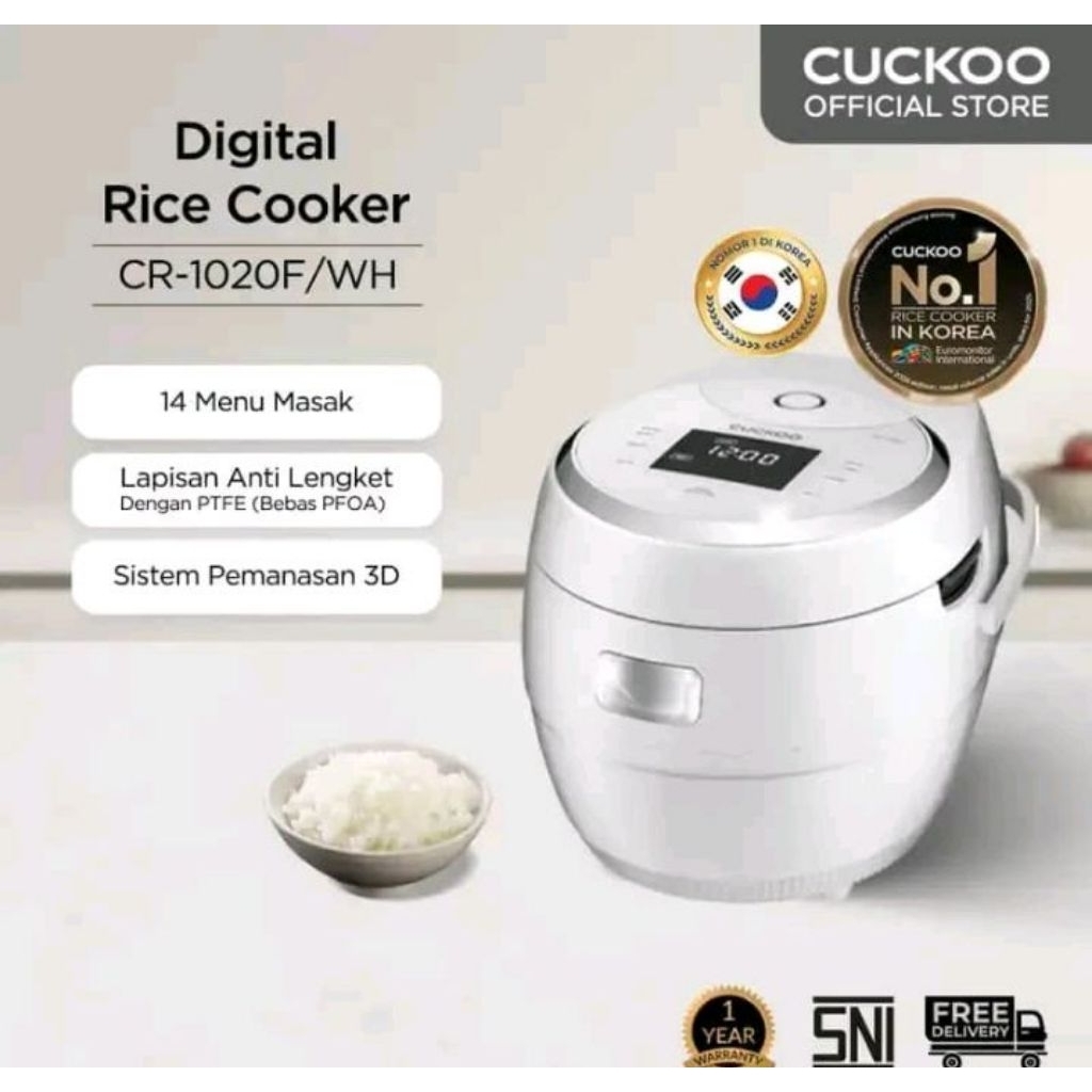 Cuckoo Rice Cooker 1,8 Liter CR-1020F