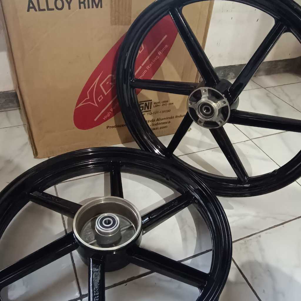 (COD) (HARGA SEPASANG, BARANG BARU) Velg Balok Rossi Palang 6 Supra Fit Old / X / Grand Hitam Tapak 