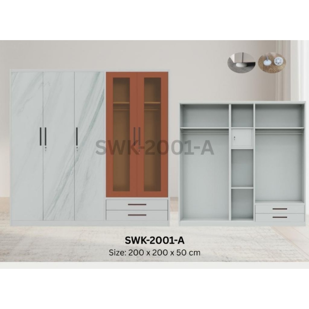 Lemari Plat Besi 5 pintu buka tutup lampu sensor otomatis