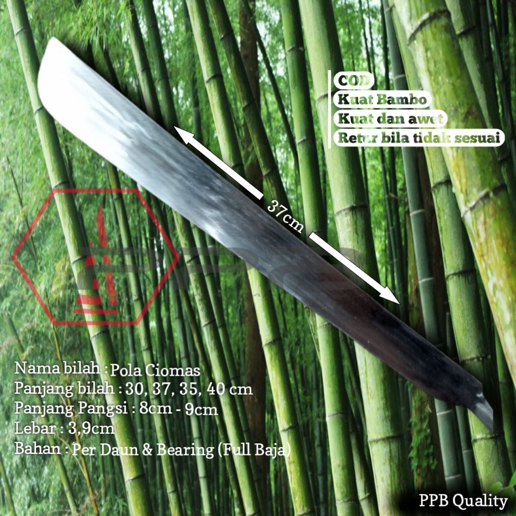 Golok Mentahan Pola Ciomas Panjng BerFariasi Kuat Bambo Baja Bearing & Per Sudah Tajam