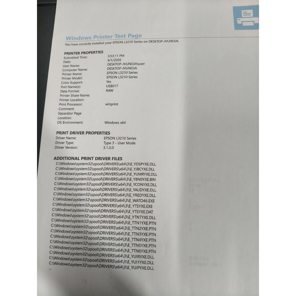 Epson L3210 eco tank second