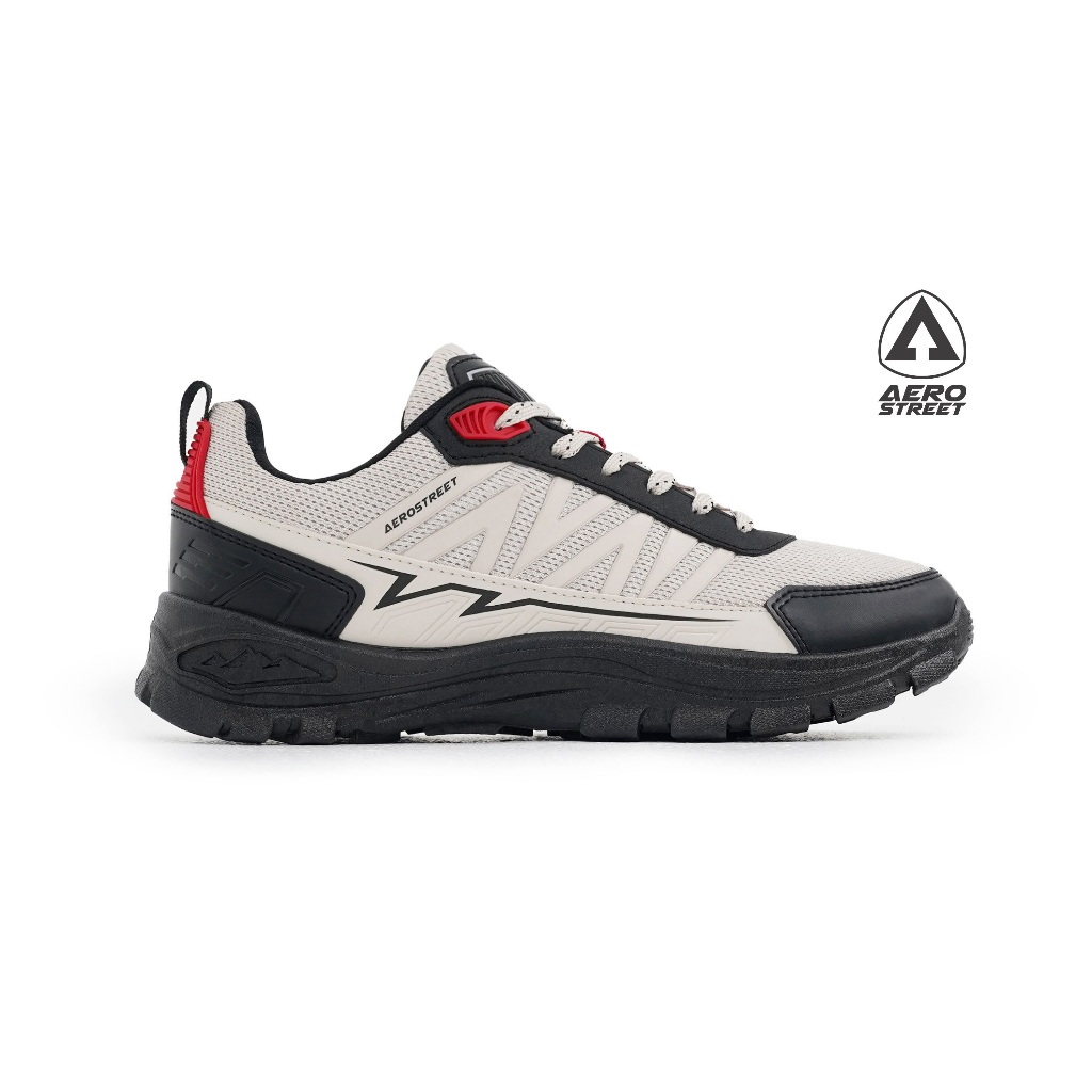 Aerostreet Trex Outdoor Shoes Unisex Hitam/Krem/Merah sepatu Boots Pria Wanita Sporty Aktivitas trek