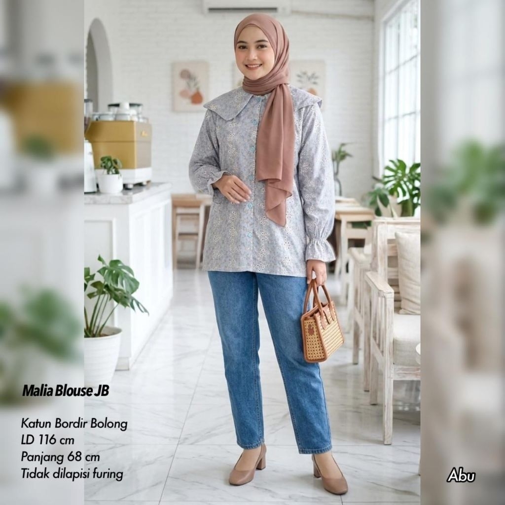 BLOUSE WANITA KATUN BOLONG / BLOUSE LEBARAN / MALIA BLOUSE