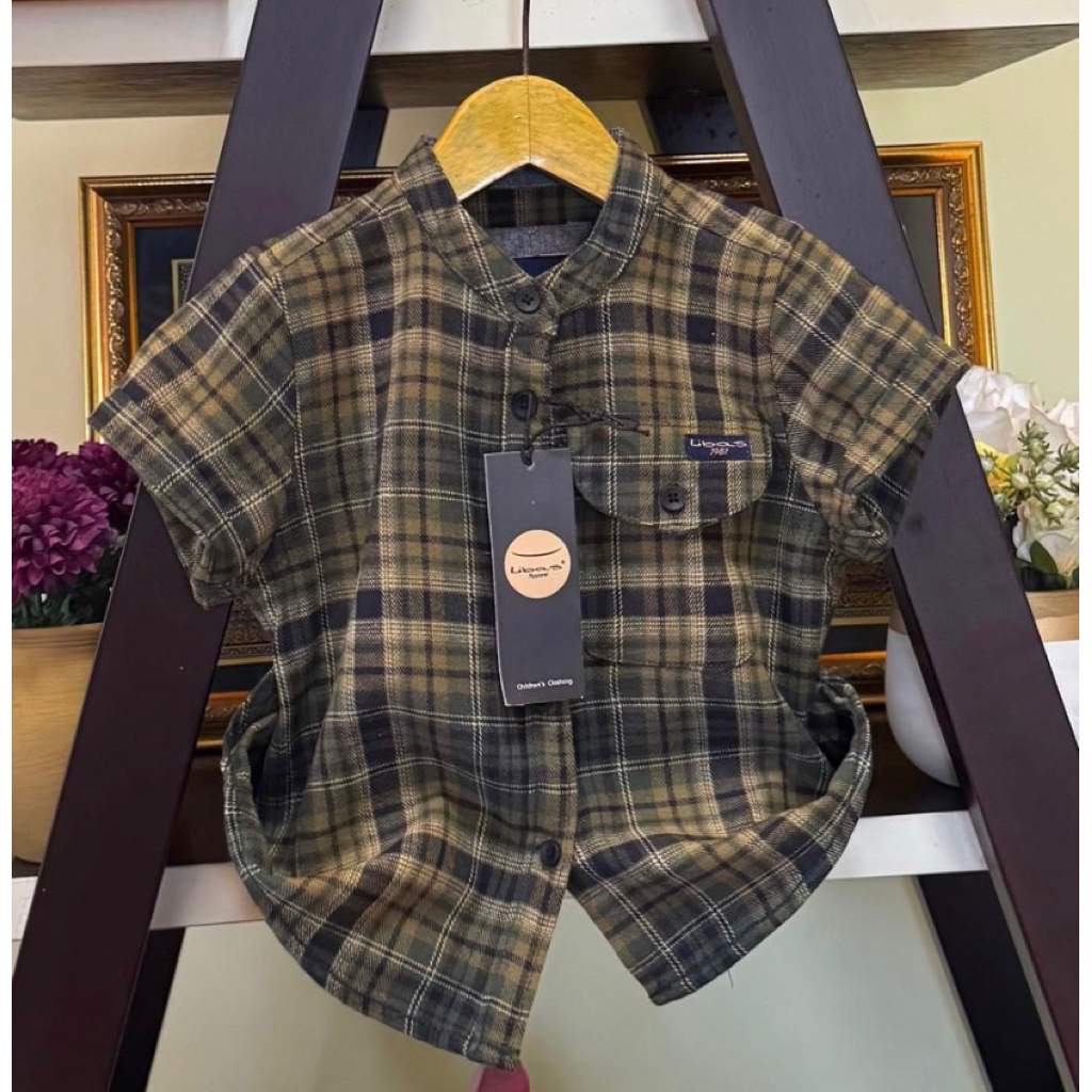 Kemeja Koko Anak Laki-laki 6 Bulan-12 Tahun Flanel/Planel Kotak-kotak Lengan Pendek Premium Quality 