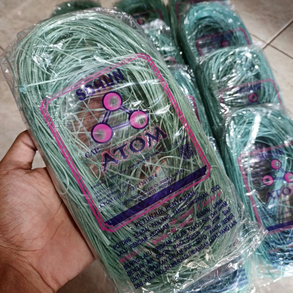 Sohun Cap Atom – Bihun Kaca Loksor Bakso – Sohun Hijau Premium Kenyal & Tidak Mudah Putus