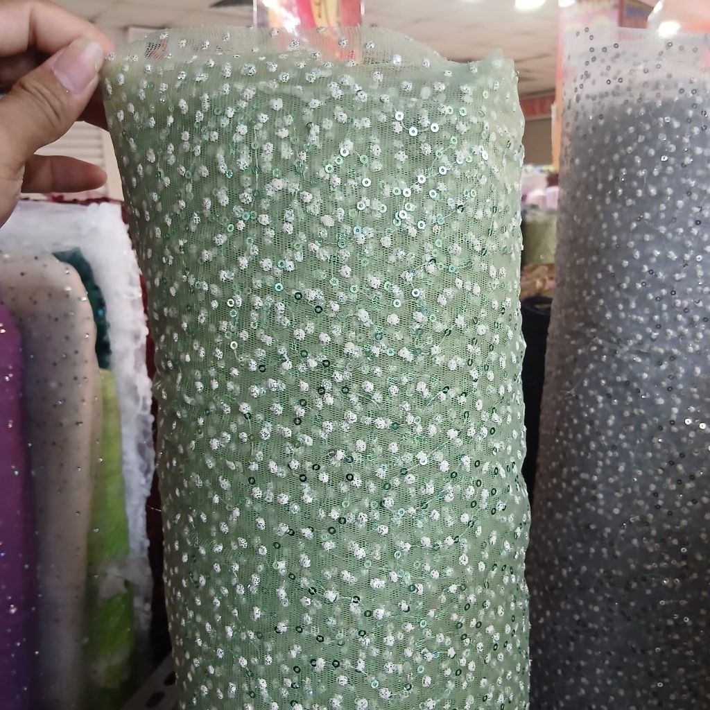 bahan kain tille Payet spaingle salju mata pisau premium,/bahan kain meteran
