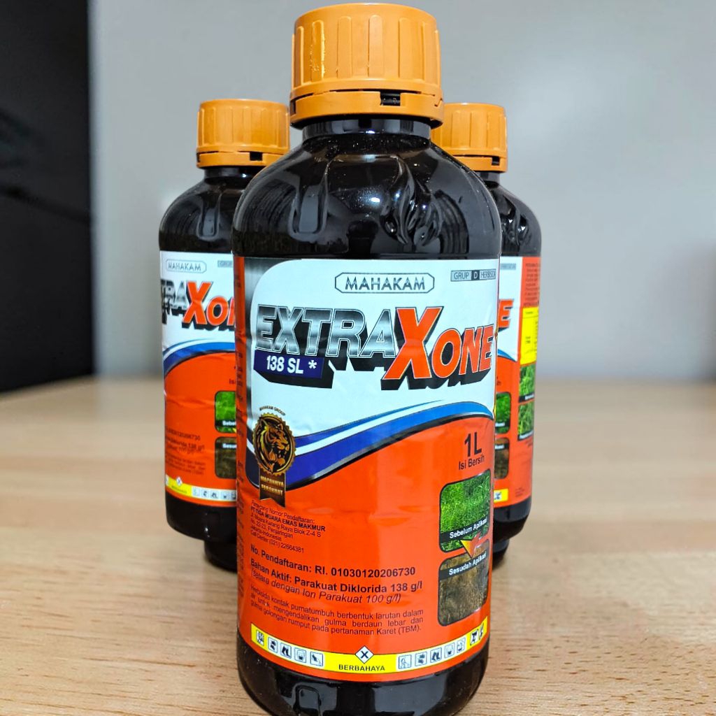 Herbisida Extra Xone 138 SL 1L Original Mahakam | Pembasmi Rumput Liar Cepat Mati | Racun Gulma Ampu
