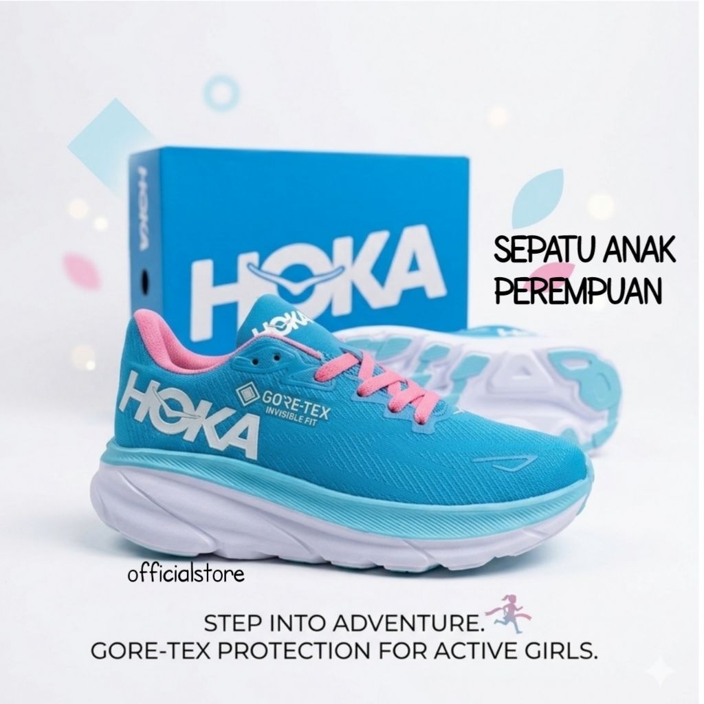sneakers anak hoka gor-tex perempuan/sneakers anak cewek/sepatu anak perempuan usia 5-13tahun