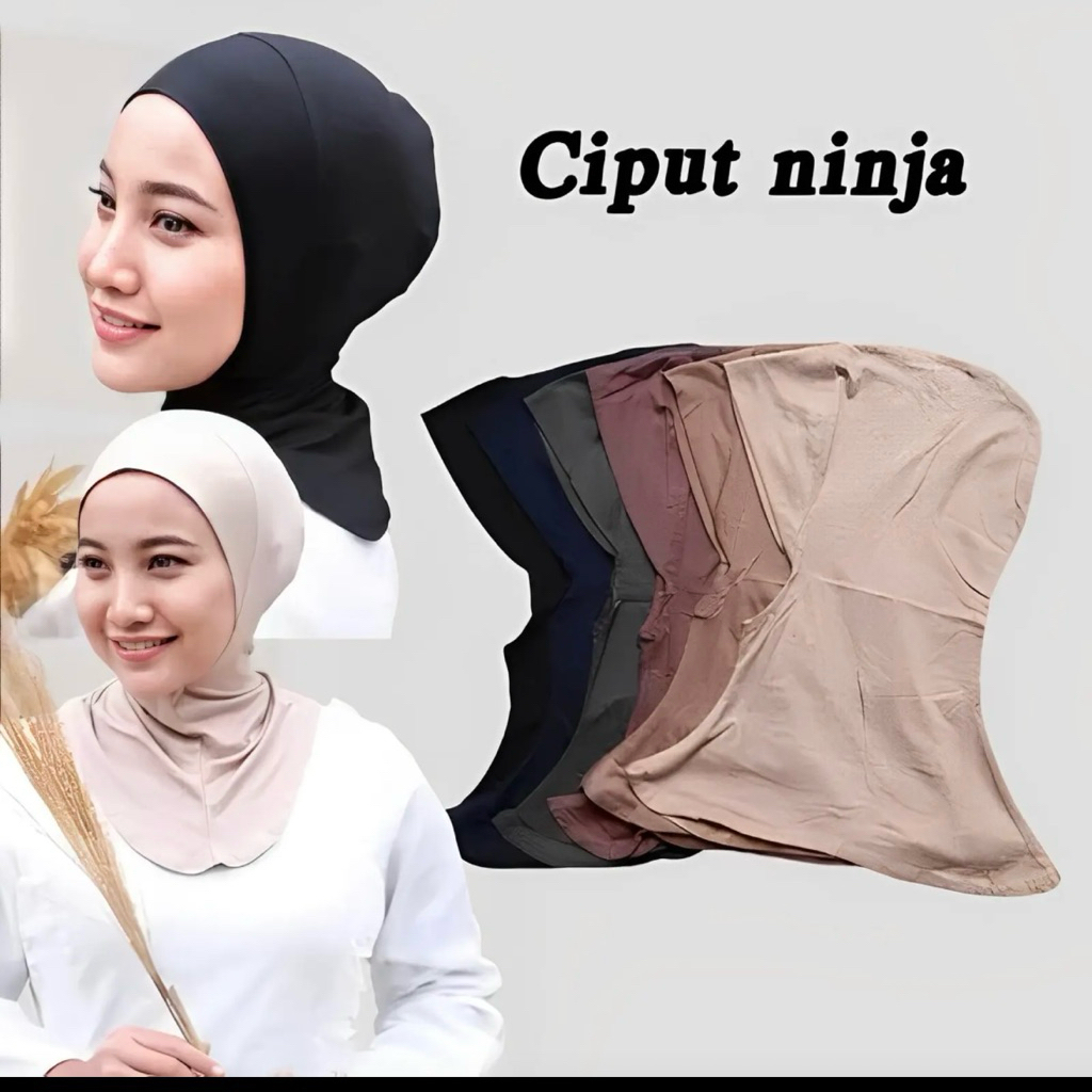 Ciput Ninja / Inner Ninja Polos / Dalam Krudung Jilbab Wanita Instan Hitam Turki - Hitam