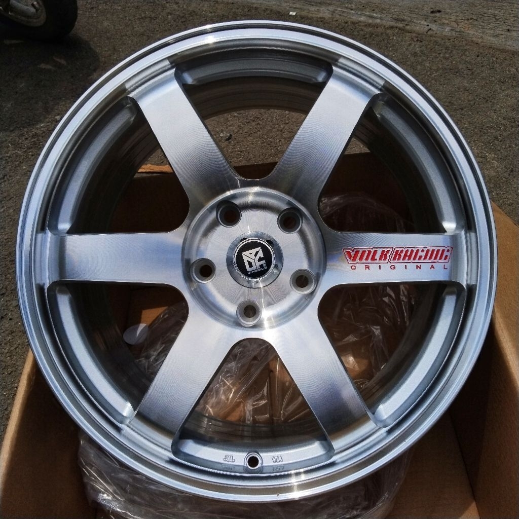 Velg Racing JDM Volk RAYS TE37 R18 PCD 5x120 Lebar 8.5/9.5 ET 38/42 Silver Macine Velg Ring 18 Untuk