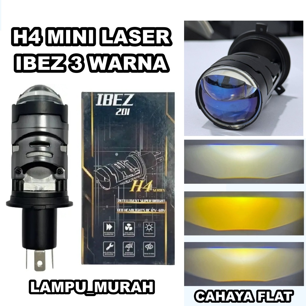 Lampu Utama H4 IBEZ 201 3 Warna All Wheather Kipas Pendingin Bluelens Mini Projector H4 IBEZ