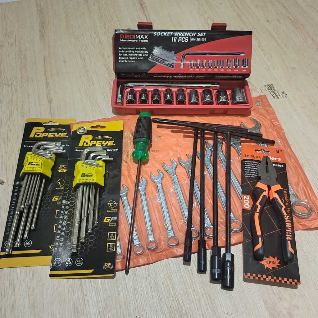 Big Sale  Paket Bengkel Lengkap / Perkakas Tool Kit Set / Alat Kunci Motor Mobil / Kunci Pas Set Per