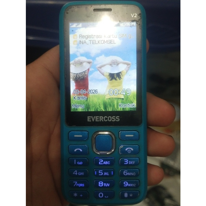 EVERCOSS V2 - HP JADUL DUAL SIM, RADIO FM - MINUS SLOT MICRO SD GAK TERBACA