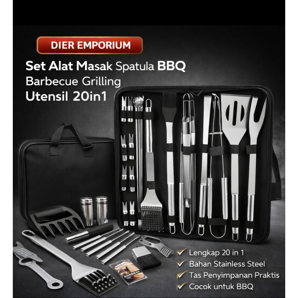 Set Alat Masak Spatula BBQ 20in1 Lengkap