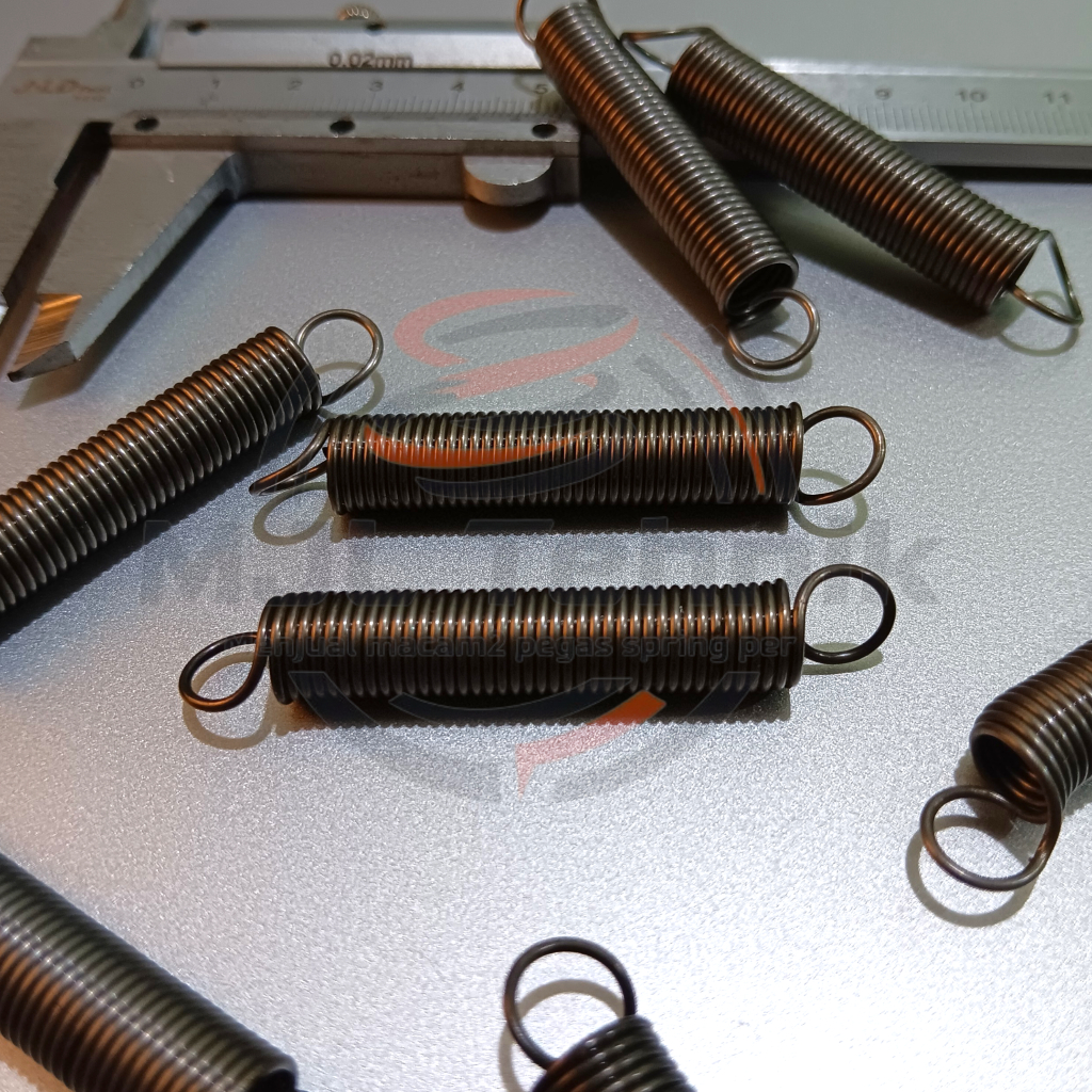 Per Spring Pegas Tarik Bahan Baja 1 mm Panjang Total 58 mm, OD 9,5 mm
