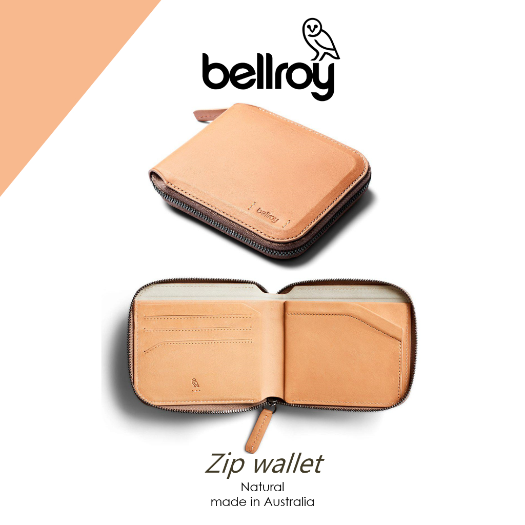 Dompet Bellroy Zip Wallet Premium Edition Natural RFID Original