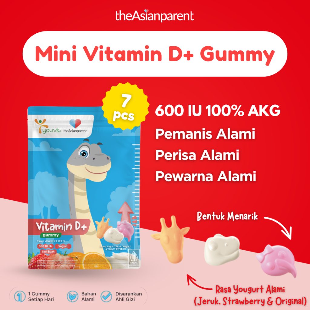 Gummy Vitamin D+ 600 IU Isi 7 Pcs | Youvit x theAsianparent Vitamin D Gummy Anak | Vit D3 anak