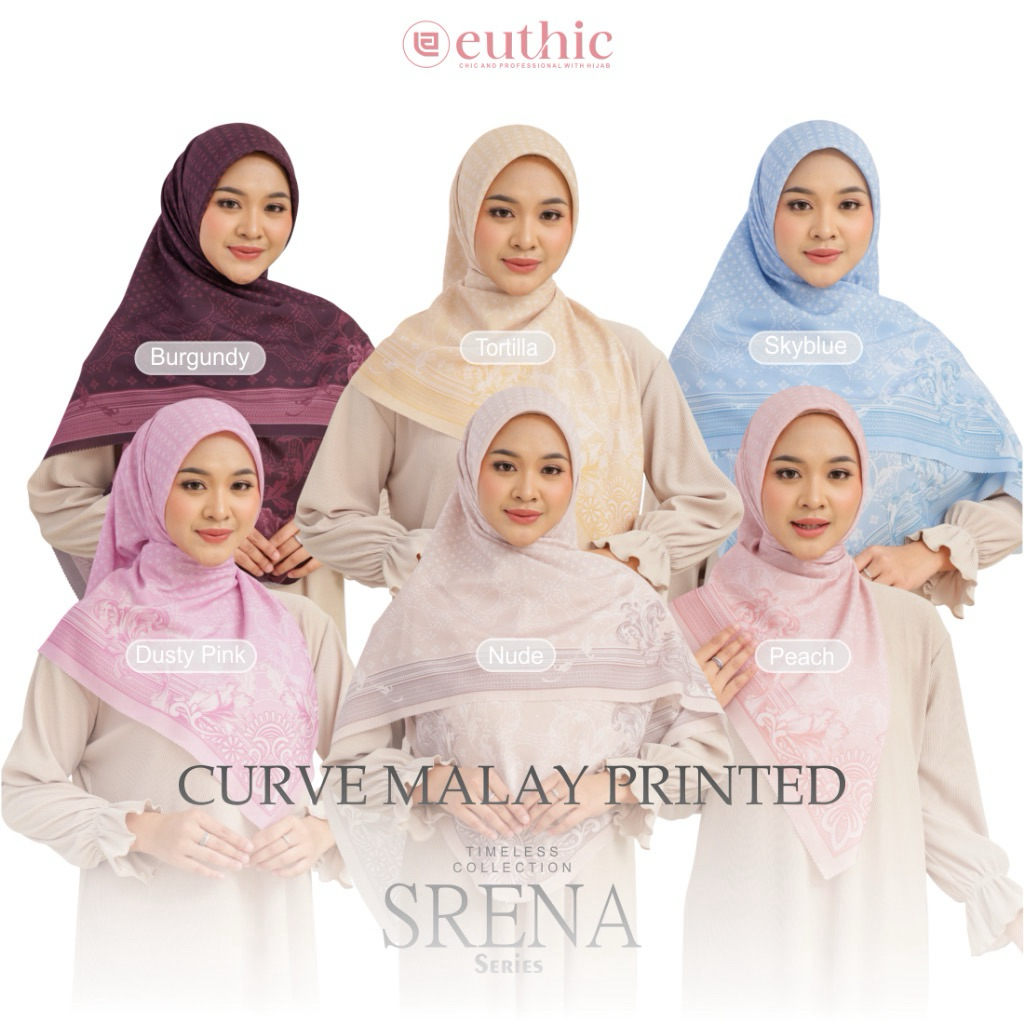 Hijab segi empat voal motif malay syar’i 130x130 pola curve premium