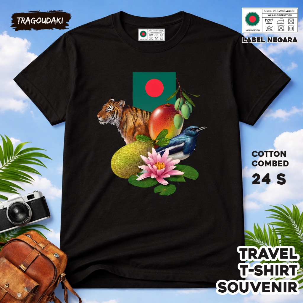 KAOS Oleh oleh BANGLADESH Baju Suvenir Tag BANGLADESH 2 bahan cotton combed 24s