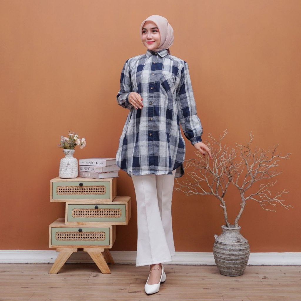 Tunik Tunic Blouse Blus Kemeja Baju Atasan Seragam Wanita Muslimah Remaja Dewasa Lengan Panjang Acar