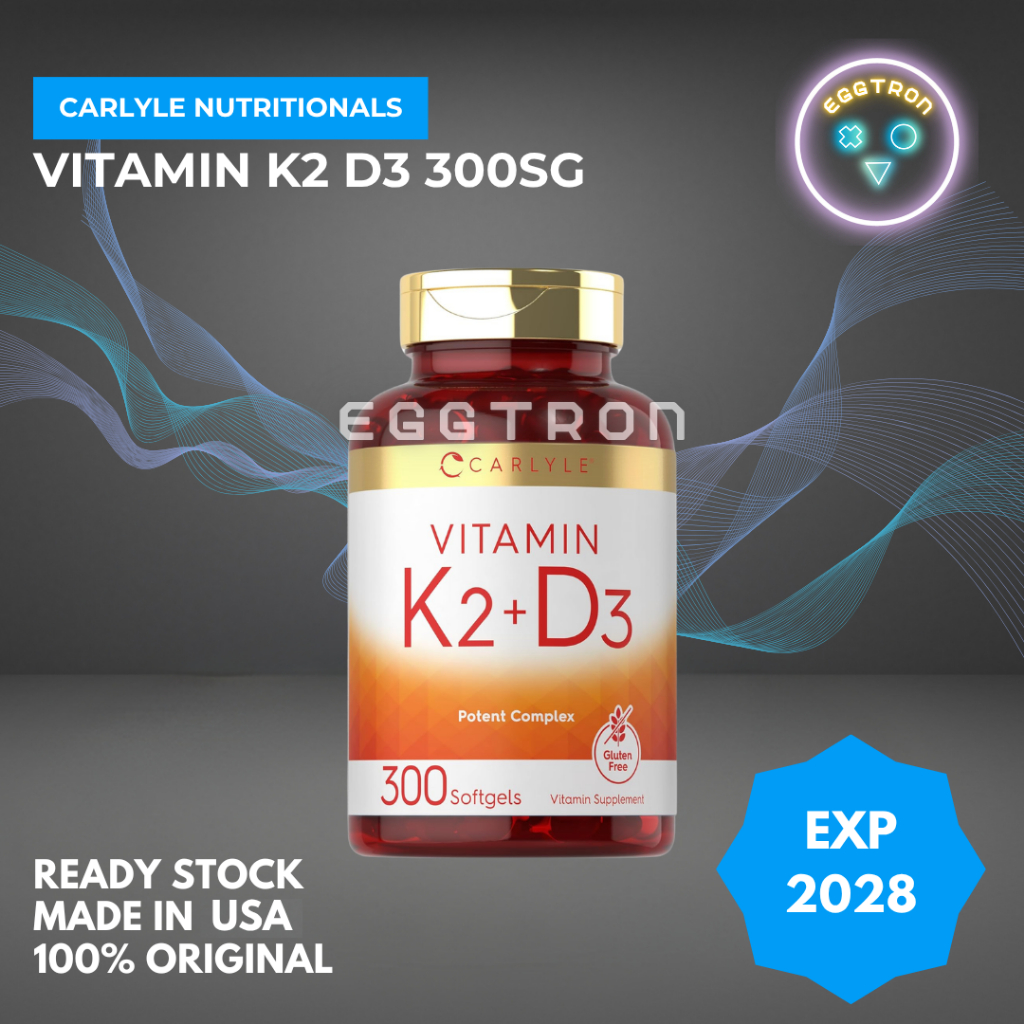 Vitamin D3 10000 iu K2 MK7 200 mcg Carlyle 300 softgels vit d3k2 D3+K2 softgel bone 10000iu 200mcg