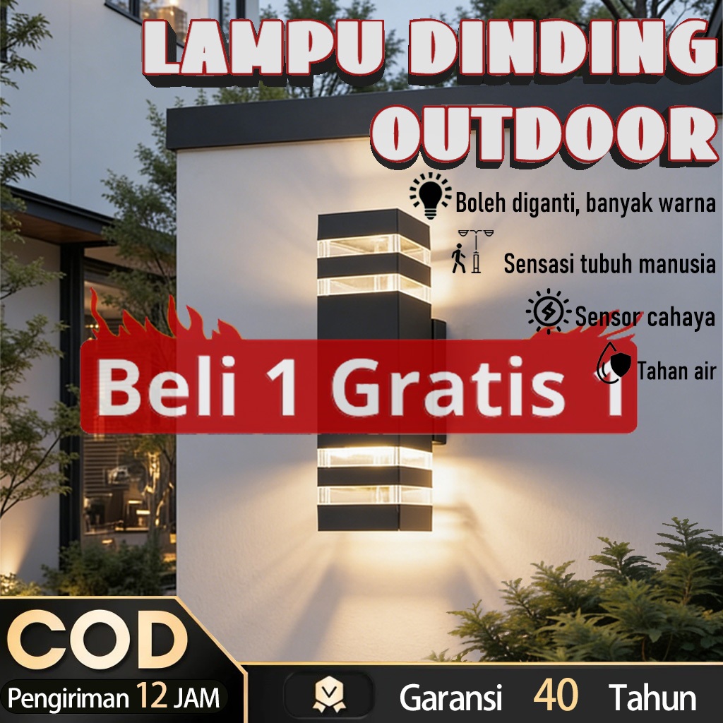 [Beli 1 Gatis 1]Lampu Dinding Kotak Setengah Bulat 1 Arah 2 Arah Waterproof Tahan Wall Lamp Kotak Mi