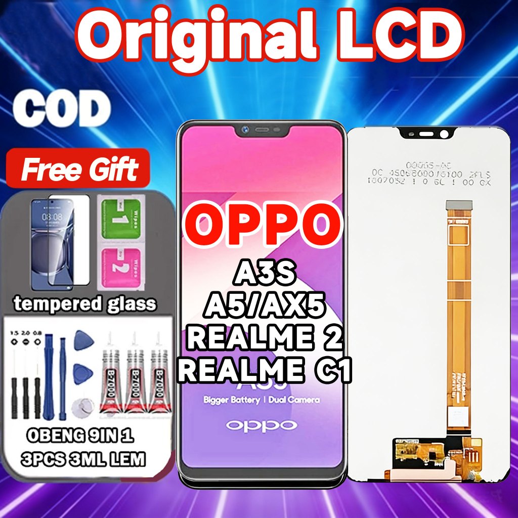 ORIGINAL LCD OPPO A3S A5 AX5/A12E REALME 2 / REALME C1  Fullset Komplit